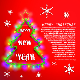 Christmas tree with Snowflake vector background 01