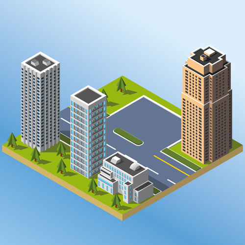 City buildings flat template vector 05