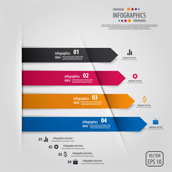Color banner numbers infographics data vector
