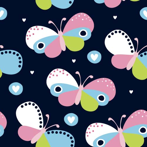 Colored butterflies cartoon styles pattern vector