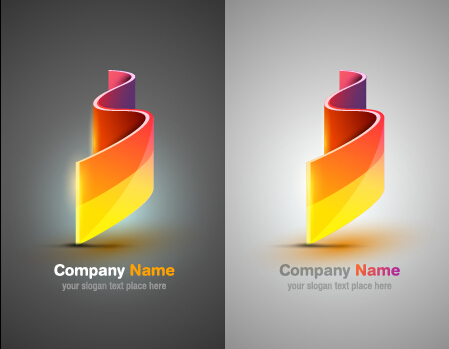 Colorful abstract company logos set vector 08
