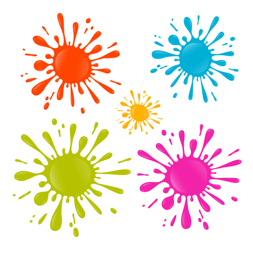 Colorful blot spatter vector design set 05
