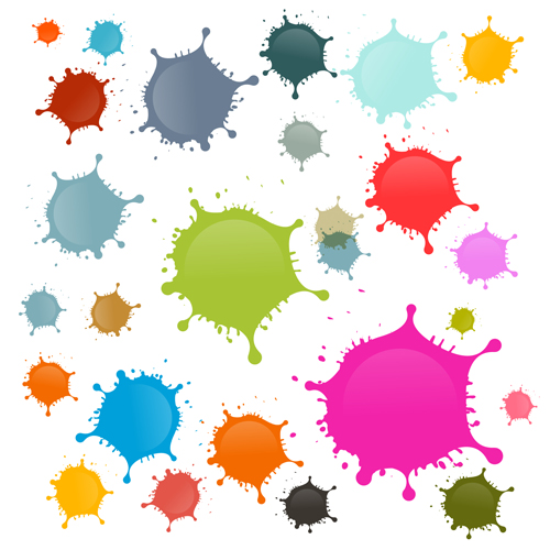 Colorful blot spatter vector design set 06