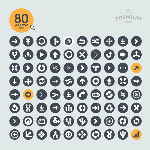 Creative arrows icons vectors pack set 01