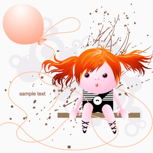 girl cute balloon background vector background 