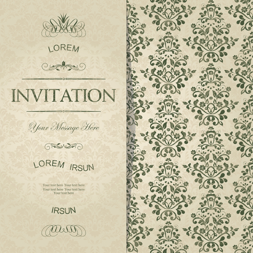 vintage invitation cards invitation green floral cards 