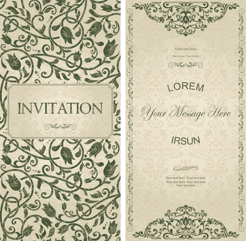 vintage invitation cards green floral cards 