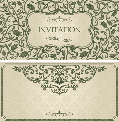 vintage invitation cards green floral cards 