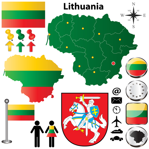 Different countries flags with map and symbols design vector 02