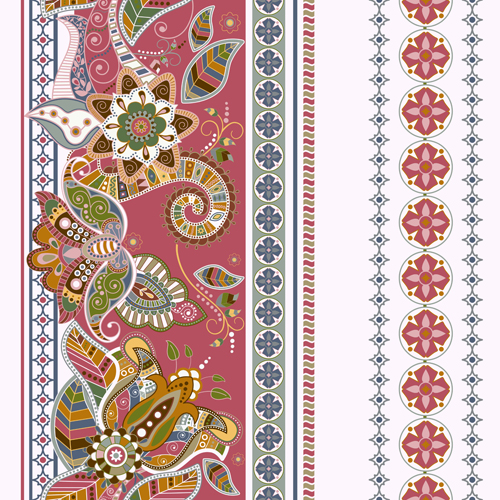 Ethnic floral borders pattern vector 01