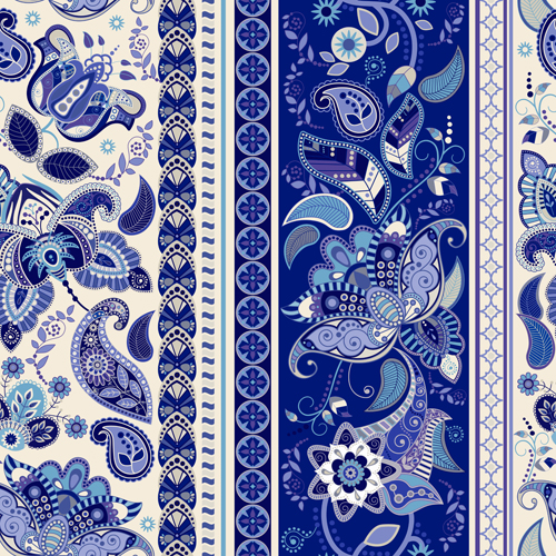 Ethnic floral borders pattern vector 03