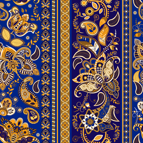 Ethnic floral borders pattern vector 04