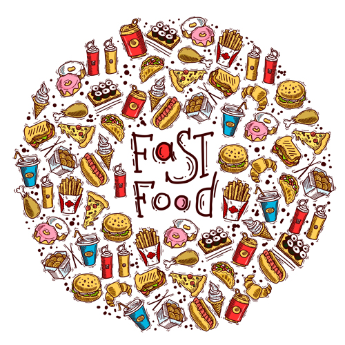 Fast food menu hand drawn vector 01