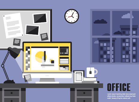 Flat office business template vector material 03