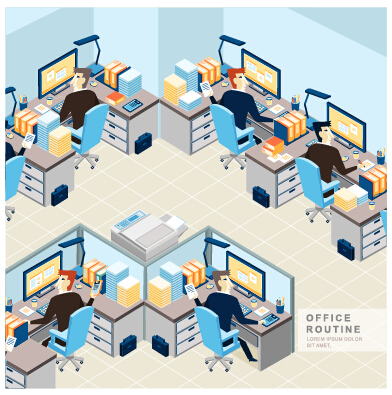 Flat office business template vector material 04