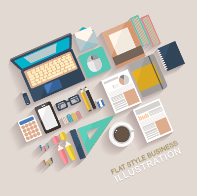 Flat office business template vector material 06