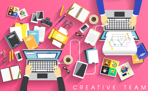 Flat office business template vector material 08