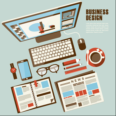 Flat office business template vector material 09