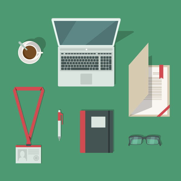 Flat style office elements vector 02