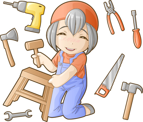 Funny cartoon builders vector illustration 05