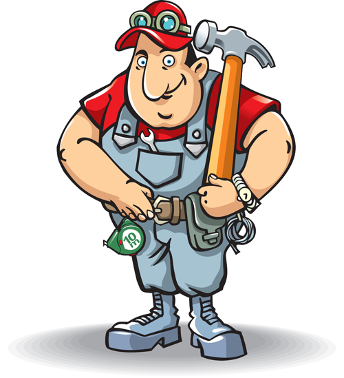 Funny cartoon builders vector illustration 06