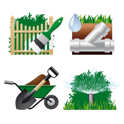 Vector set of Gardening Tool graphic 04