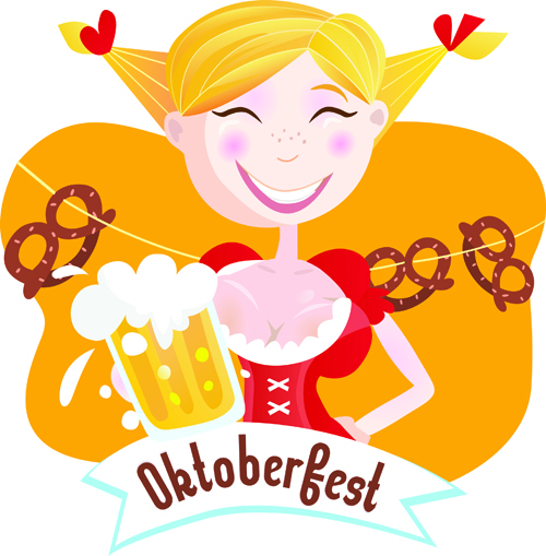 Elements of Beautiful German girl vector 01