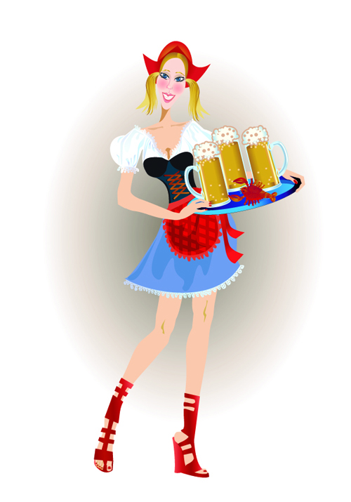 Elements of Beautiful German girl vector 02