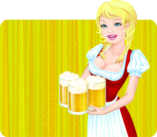 Elements of Beautiful German girl vector 03