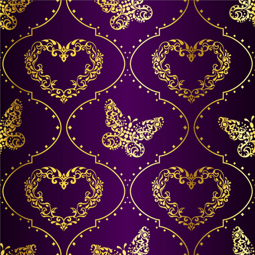 attern and purple background vector 03 Golden easter pattern and purple background vector 03