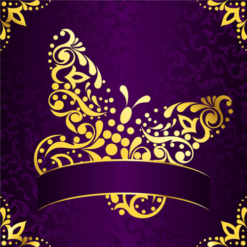 purple background pattern golden easter background vector 