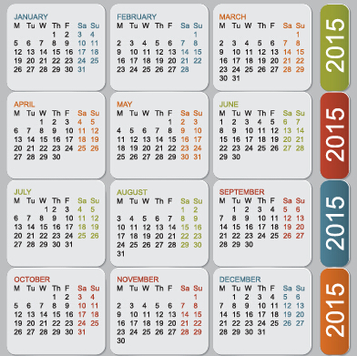 Grid calendar 2015 vector design 01