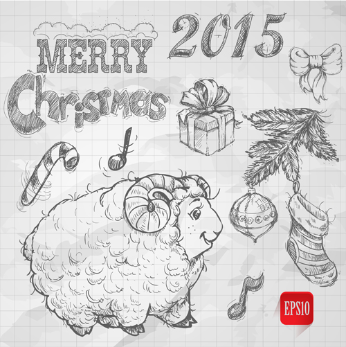 sheep hand-draw hand drawn elements christmas 2015 
