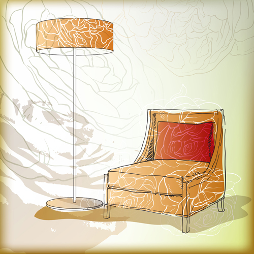 Hand drawn furniture home vector set 01
