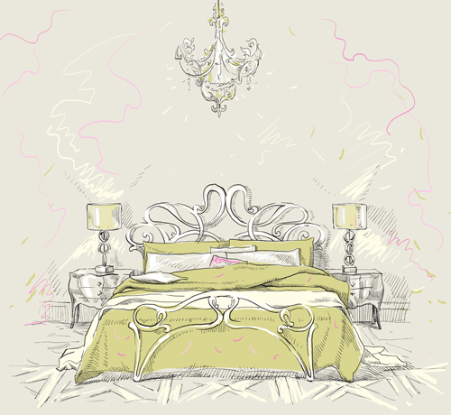 Hand drawn furniture home vector set 09