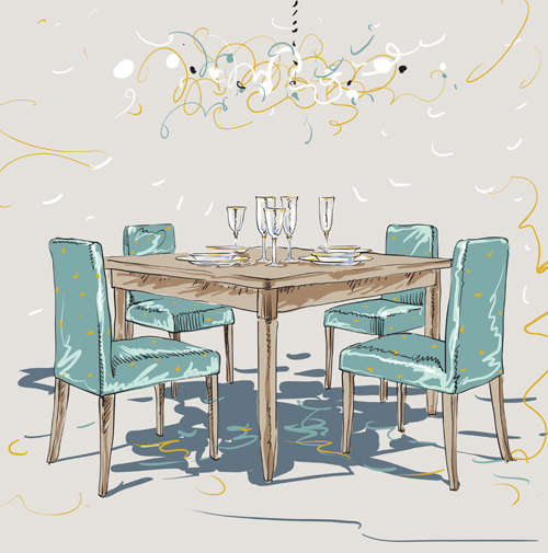 Hand drawn furniture home vector set 10
