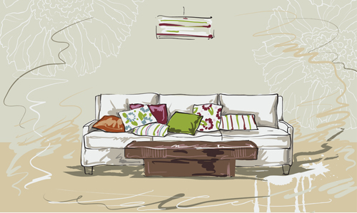 Hand drawn furniture home vector set 11