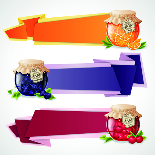 Jam jar with origami banner vector