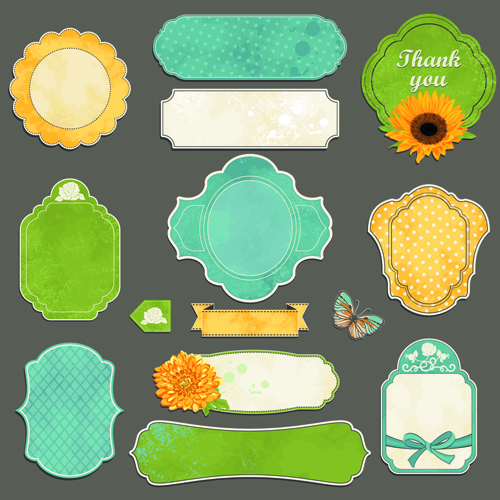 Vintage Sticker labels vector 02