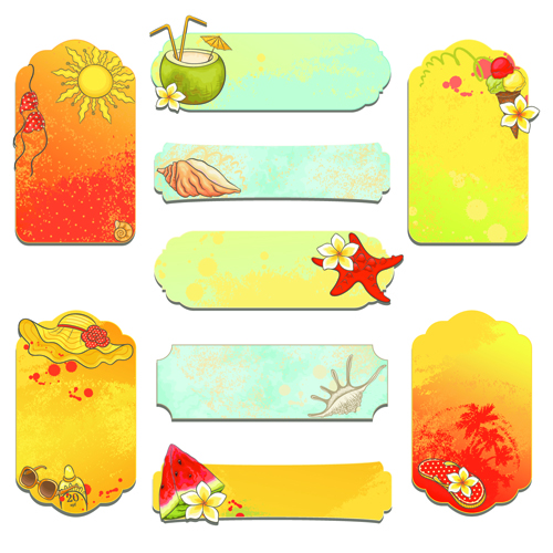 Vintage Sticker labels vector 03