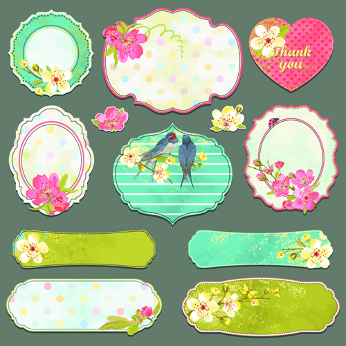 Vintage Sticker labels vector 06