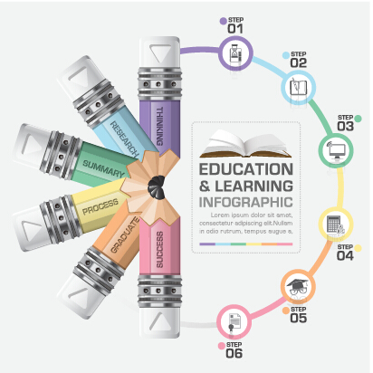 Learning with education infographic elements vector 08