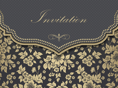 Luxury flower Invitation cards retro vector