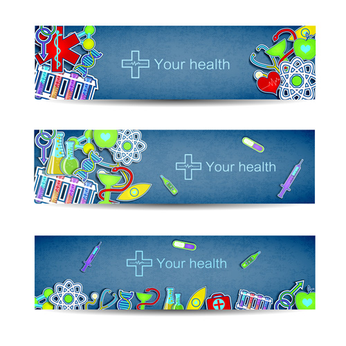 Medical elements vector banner 03
