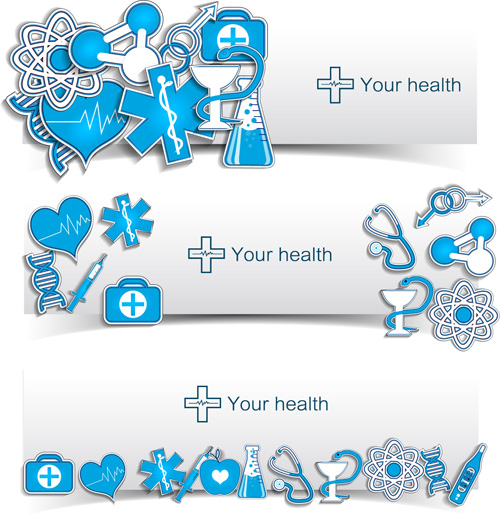 Medical elements vector banner 04