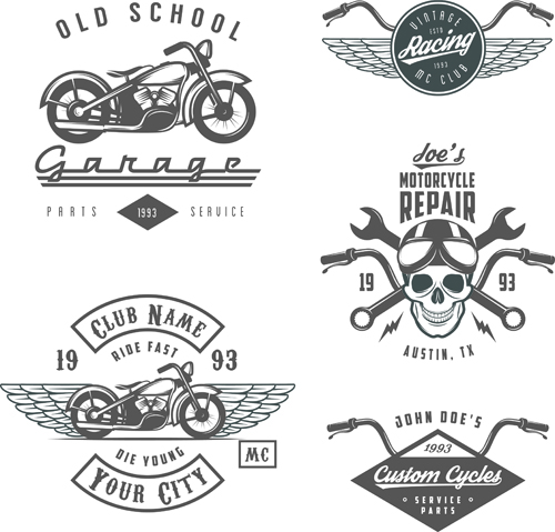 Retro font motorcycle logos creative 