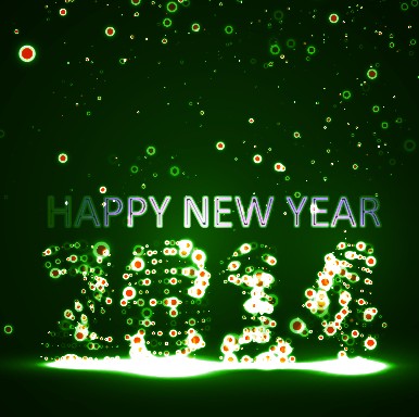 New Year 2014 Green light dot background 01