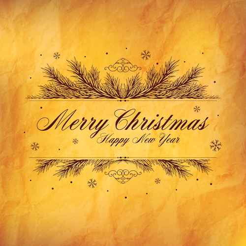 Old yellow paper christmas with new year background