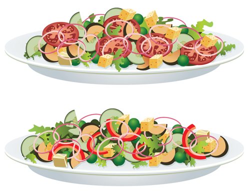 Elements of Salad mix vector graphic 02