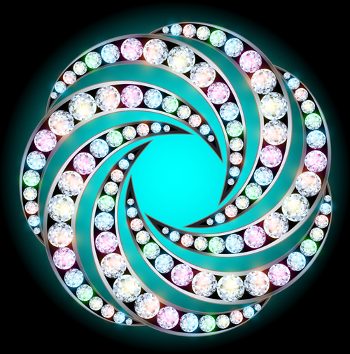 Shiny diamonds frame vector background art 01